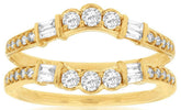 0.50CT DIAMOND 14KT YELLOW GOLD ROUND & BAGUETTE WEDDING INSERT ANNIVERSARY RING