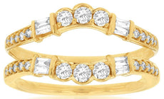 0.50CT DIAMOND 14KT YELLOW GOLD ROUND & BAGUETTE WEDDING INSERT ANNIVERSARY RING