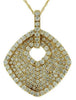 ESTATE .77CT DIAMOND 14KT YELLOW GOLD CLUSTER MULTI ROW SQUARE FLOATING PENDANT