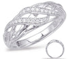 ESTATE .11CT DIAMOND 14KT WHITE GOLD 3D CLASSIC DOUBLE LEAF CRISS CROSS FUN RING