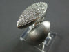 LARGE .90CT DIAMOND 14KT WHITE GOLD 3D MARQUISE SHAPE PAVE MATTE FINISH FUN RING