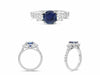 GIA CERTIFIED 2.47CT DIAMOND & AAA SAPPHIRE 14KT WHITE GOLD 3D ENGAGEMENT RING