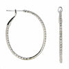 ESTATE 1.47CT DIAMOND 14KT WHITE GOLD 3D ROUND INSIDE OUT HOOP HANGING EARRINGS