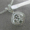 ESTATE .65CT DIAMOND 18KT WHITE GOLD SQUARE CLUSTER HALO FLOATING PENDANT CHAIN