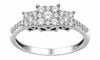 ESTATE WIDE .50CT DIAMOND 14KT WHITE GOLD ROUND CLUSTER PAST PRESENT FUTURE RING