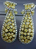 LARGE WHITE & INTENSE FANCY YELLOW DIAMOND 18K TWO TONE GOLD 3D HANGING EARRINGS