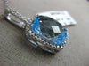 ESTATE LARGE 9.61CT DIAMOND & CUSHION BLUE TOPAZ 14K WHITE GOLD FILIGREE PENDANT