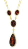 LARGE 8.80CT DIAMOND & AAA GARNET 14K YELLOW GOLD TEAR DROP LARIAT LOVE NECKLACE