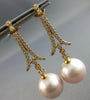 ESTATE LARGE .57CT DIAMOND & SOUTH SEA PEARL 18KT ROSE GOLD CHANDELIER EARRINGS