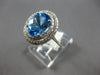 LARGE 3.48CT DIAMOND & AAA BLUE TOPAZ 14K WHITE GOLD DOUBLE HALO ENGAGEMENT RING