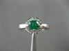 ESTATE .52CT DIAMOND & AAA EMERALD 14KT WHITE GOLD FLOWER ENGAGEMENT RING #15109