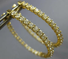 LARGE 2.30CT DIAMOND 18KT YELLOW GOLD INSIDE OUT SHARE PRONG OVAL HOOP EARRINGS