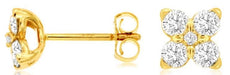 ESTATE .75CT DIAMOND 14KT YELLOW GOLD ROUND 5 STONE FLOWER SQUARE STUD EARRINGS