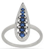 ESTATE .38CT DIAMOND & AAA SAPPHIRE 14KT WHITE GOLD CLUSTER PEAR SHAPE FUN RING