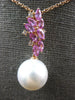 1.1CT DIAMOND & PINK SAPPHIRE & SOUTH SEA PEARL 18K ROSE GOLD MULTI LEAF PENDANT