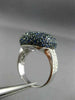 ESTATE LARGE 2.82CT DIAMOND & AAA SAPPHIRE 18KT WHITE GOLD 3D SQUARE PAVE RING