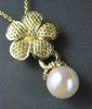 ANTIQUE DIAMOND & AAA SOUTH SEA PEARL 14KT YELLOW GOLD FLOWER PENDANT #22161