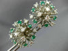 ANTIQUE 2.46CT DIAMOND & AAA EMERALD 14KT WHITE GOLD 3D CLUSTER EARRINGS  #21900
