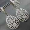 LARGE 1.03CT DIAMOND 18KT WHITE GOLD 3D TEAR DROP FLEUR DE LIS HANGING EARRINGS