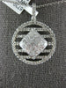 1.18CT DIAMOND 18K WHITE GOLD ROUND & PRINCESS CIRCULAR SQUARE INVISIBLE PENDANT