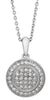 ESTATE .21CT DIAMOND 18KT WHITE GOLD 3D CIRCULAR PAVE FILIGREE FLOATING PENDANT