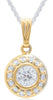 ESTATE 1.0CT DIAMOND 14KT YELLOW GOLD 3D SOLITAIRE HALO CLASSIC FLOATING PENDANT