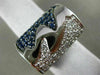 ESTATE LARGE 1.65CT DIAMOND & AAA SAPPHIRE 18KT WHITE GOLD 3D FILIGREE WAVE RING