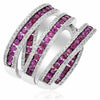 LARGE 5.40CT DIAMOND & AAA RUBY 18KT WHITE GOLD MULTI ROW FUN ANNIVERSARY RING
