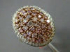ESTATE LARGE 1.64CT PINK & WHITE DIAMOND 18KT 2 TONE GOLD 3D OVAL FILIGREE RING