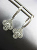 1.37CT DIAMOND 18KT WHITE GOLD 3D CLASSIC 4 LEAF CLOVER FLOWER HANGING EARRINGS