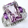 ESTATE LARGE 9.75CT DIAMOND & AAA PINK & PURPLE AMETHYST 14K WHITE GOLD FUN RING