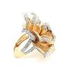 ESTATE LARGE 1.62CT DIAMOND 18KT WHITE AND YELLOW GOLD 3D ROSE FLOWER FUN RING