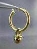 ESTATE 14KT YELLOW GOLD 3D CLASSIC BELL CHARM HANGING HOOP EARRINGS 3mm #25678