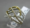 ESTATE WIDE .73CT DIAMOND 18KT TWO TONE GOLD MULTI ROW CRISS CROSS INFINITY RING
