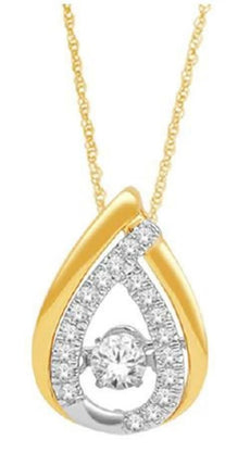.20CT DIAMOND 14K 2 TONE GOLD SOLITAIRE SEMI INFINITY TEAR DROP FLOATING PENDANT