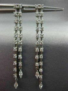 ESTATE LARGE 1.08CT DIAMOND 18KT GOLD 3D DOUBLE ROW BY THE YARD HANGING EARRINGS