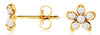 ESTATE .25CT DIAMOND 14KT YELLOW GOLD 3D SIX STONE FLOWER CLASSIC STUD EARRINGS