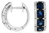 WIDE 1.79CT DIAMOND & AAA SAPPHIRE 14KT WHITE GOLD HUGGIE HOOP HANGING EARRINGS