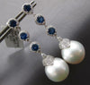 ESTATE LARGE 3.06CT DIAMOND & AAA SAPPHIRE & SOUTH SEA PEARL 18KT WHITE GOLD EARRINGS