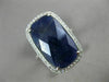 LARGE 6.13CT DIAMOND & AAA SLICED SAPPHIRE 14KT WHITE GOLD 3D HALO MILGRAIN RING