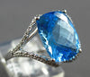 LARGE 4.63CT DIAMOND & AAA BLUE TOPAZ 14KT WHITE GOLD CUSHION & ROUND FUN RING