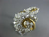 ESTATE LARGE 4.0CT DIAMOND 14KT 2 TONE GOLD 3D CLUSTER SWIRL COCKTAIL RING #456