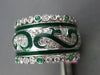 WIDE 1.60CT DIAMOND & AAA EMERALD & GREEN ENAMEL 18KT WHITE GOLD ETERNITY RING