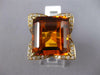 EXTRA LARGE 36.70CT DIAMOND AAA CITRINE 14KT YELLOW GOLD EMERALD CUT FLOWER RING