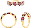 ESTATE 1.90CT DIAMOND & AAA RUBY 14KT YELLOW GOLD ROUND & OVAL ANNIVERSARY RING