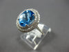 LARGE 3.48CT DIAMOND & AAA BLUE TOPAZ 14K WHITE GOLD DOUBLE HALO ENGAGEMENT RING