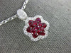 ESTATE 1.07CT DIAMOND & AAA RUBY 18KT WHITE GOLD CLASSIC CLUSTER FLOWER PENDANT