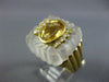 ESTATE LARGE 2.60CT DIAMOND AAA YELLOW TOPAZ & QUARTZ 14K YELLOW GOLD BEZEL RING
