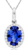 ESTATE 1.44CT DIAMOND & AAA TANZANITE 14K WHITE GOLD OVAL & ROUND FLOWER PENDANT