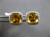 LARGE 3.93CT DIAMOND & AAA CITRINE 18KT WHITE GOLD CUSHION & ROUND STUD EARRINGS
